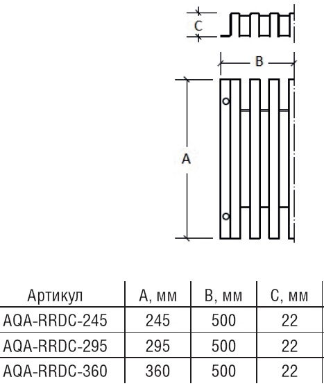 Переливная решетка AQA-RRDC 245 мм 22 мм артикул AQA-RRDC-245