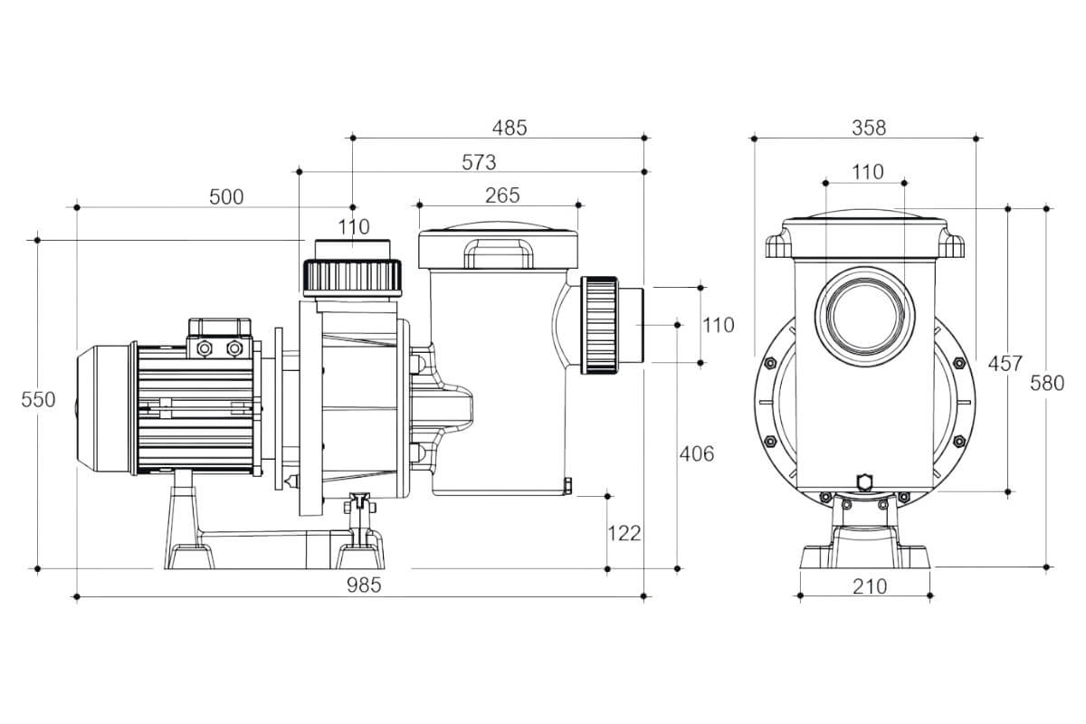 Насос с префильтром 140м3/ч Gemas FLOODER Н=10 7,4кВт 400В (0111FLO100)